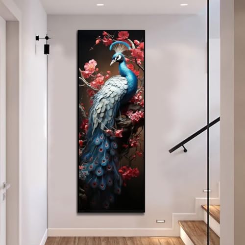 Diamond Painting Blume Pfau Diamond Painting Erwachsene, Groß xxl 150 X 50 cm, Malen Nach Zahlen Erwachsene, DIY Diamant Painting Bilder Kinder, 5D Diamant-Malset, Home Wanddekoration Geschenke-244l von Mahoxua