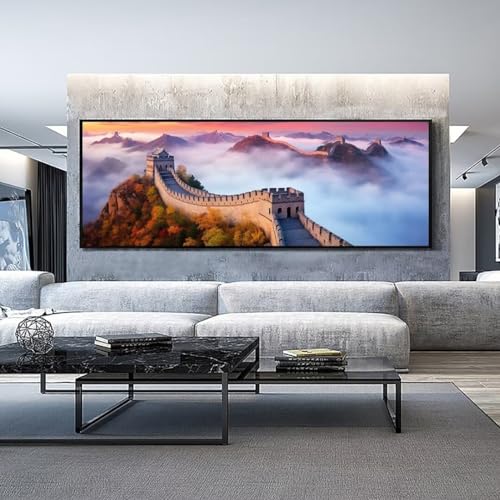 Diamond Painting China Große Mauer Diamond Painting Erwachsene, Groß xxl 150 X 50 cm, Malen Nach Zahlen Erwachsene, DIY Diamant Painting Bilder Kinder, 5D Diamant-Malset, Home Wanddekoration-541l von Mahoxua