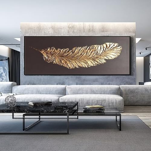 Diamond Painting Gold Federn Diamond Painting Erwachsene, Groß xxl 180 X 60 cm, Malen Nach Zahlen Erwachsene, DIY Diamant Painting Bilder Kinder, 5D Diamant-Malset, Home Wanddekoration Geschenke-289l von Mahoxua