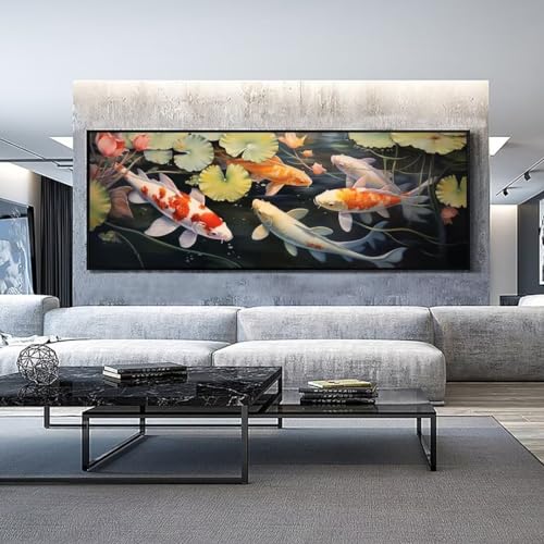 Diamond Painting Koi See Diamond Painting Erwachsene, Groß xxl 300 X 100 cm, Malen Nach Zahlen Erwachsene, DIY Diamant Painting Bilder Kinder, 5D Diamant-Malset, Home Wanddekoration Geschenke-290l von Mahoxua