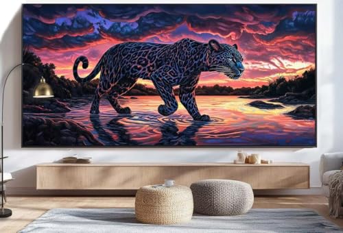 Diamond Painting Leopard Diamond Painting Groß XXL (100x200 cm), 5D Diamant Malerei Bilder Kinder DIY Malen Nach Zahlen Erwachsene Geschenke Set, Runde Steine Dimond Art für Zuhause Wand Deko Tier U5 von Mahoxua