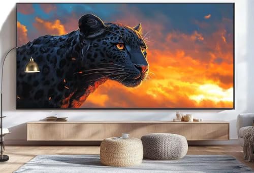 Diamond Painting Leopard Malen Nach Zahlen Erwachsene Sonnenuntergang Diamant Painting Bilder Kinder, 5D DIY Crystal Arts Basteln Erwachsene Kreativ Set, Home Deko Wohnzimmer Geschenke 50 x 100 cm U7 von Mahoxua