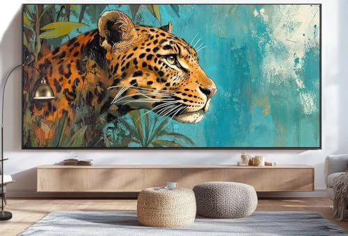 Diamond Painting Leopard Malen Nach Zahlen Erwachsene Tier Diamant Painting Bilder Kinder, 5D DIY Crystal Basteln Erwachsene Puzzle Bilder Kreativ Set, Home Deko Wohnzimmer Geschenke 100 x 200 cm U6 von Mahoxua