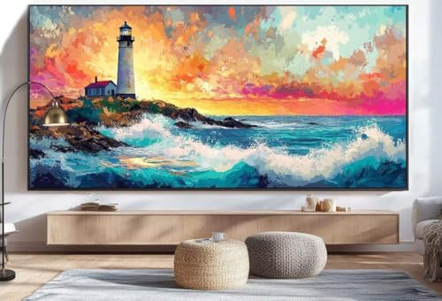 Diamond Painting Leuchtturm Diamond Painting Groß XXL (80 x 200 cm), 5D Diamant Malerei Bilder Kinder DIY Malen Nach Zahlen Erwachsene Geschenke Set, Dimond Art für Zuhause Wand Dekor Mysterium U59 von Mahoxua