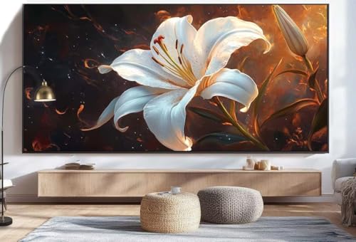 Diamond Painting Lilie Malen Nach Zahlen Erwachsene Blume Diamant Painting Bilder Kinder, 5D DIY Crystal Basteln Erwachsene Puzzle Bilder Kreativ Set, Home Deko Wohnzimmer Geschenke 100 x 200 cm U4 von Mahoxua