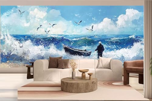 Diamond Painting Meer Malen Nach Zahlen Erwachsene Boot Diamant Painting Bilder Kinder, 5D DIY Crystal Arts Basteln Erwachsene Puzzle Bilder Kreativ Set, Home Deko Frauen Geschenke 50 x 110 cm h347 von Mahoxua