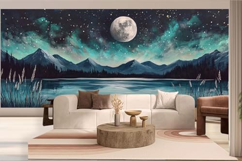 Diamond Painting Meer Malen Nach Zahlen Erwachsene Mond Diamant Painting Bilder Kinder, 5D DIY Crystal Arts Basteln Erwachsene Puzzle Bilder Kreativ Set, Home Deko Frauen Geschenke 50 x 110 cm h379 von Mahoxua