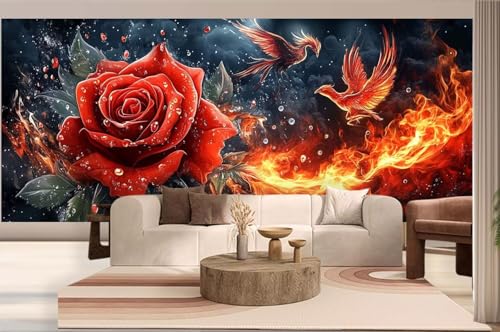 Diamond Painting Phönix Malen Nach Zahlen Erwachsene Rose Diamant Painting Bilder Kinder, 5D DIY Crystal Arts Basteln Erwachsene Puzzle Bilder Kreativ Set, Home Deko Frauen Geschenke 50 x 110 cm h287 von Mahoxua