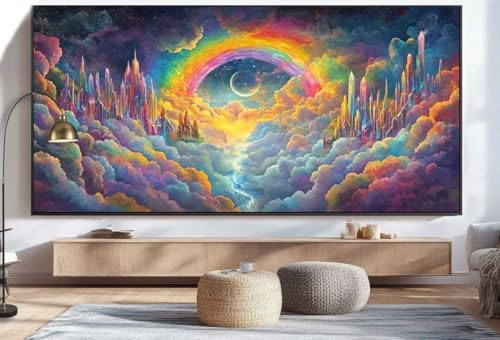 Diamond Painting Regenbogen Diamond Painting Groß XXL (40 x 70 cm), 5D Diamant Malerei Bilder Kinder DIY Malen Nach Zahlen Erwachsene Geschenke Set, Runde Steine Dimond Art für Wand Dekor Abstrakt U8 von Mahoxua