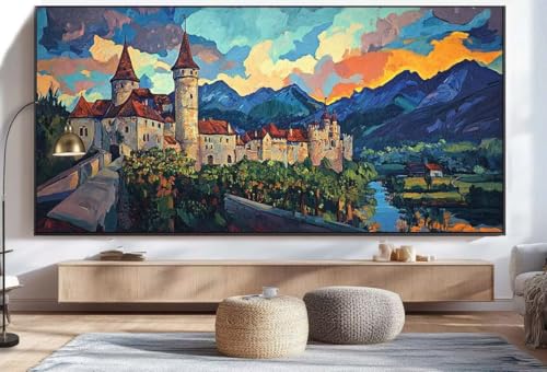 Diamond Painting Schloss Diamond Painting Groß XXL (100 x 200 cm), 5D Diamant Malerei Bilder Kinder DIY Malen Nach Zahlen Erwachsene Geschenke Set, Dimond Art für Zuhause Wand Dekor Landschaft U11 von Mahoxua