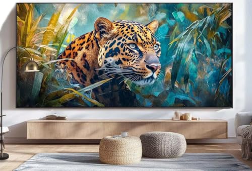 Diamond Painting Tier Malen Nach Zahlen Erwachsene Leopard Diamant Painting Bilder Kinder, 5D DIY Crystal Basteln Erwachsene Puzzle Bilder Kreativ Set, Home Deko Wohnzimmer Geschenke 40 x 70 cm U66 von Mahoxua