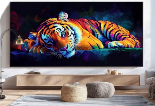 Diamond Painting Tiger Diamond Painting Groß XXL (50 x 120 cm), 5D Diamant Malerei Bilder Kinder DIY Malen Nach Zahlen Erwachsene Geschenke Set, Runde Steine Dimond Art für Wand Dekor Niedlich U284 von Mahoxua