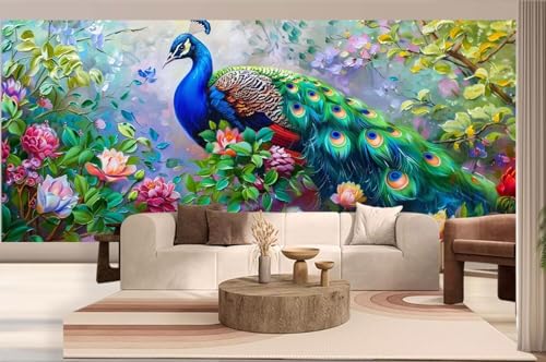 Diamond Painting Weinlese Malen Nach Zahlen Erwachsene Pfau Diamant Painting Bilder Kinder, 5D DIY Crystal Arts Basteln Erwachsene Puzzle Bilder Kreativ Set, Home Deko Frauen Geschenke 50x120 cm h305 von Mahoxua