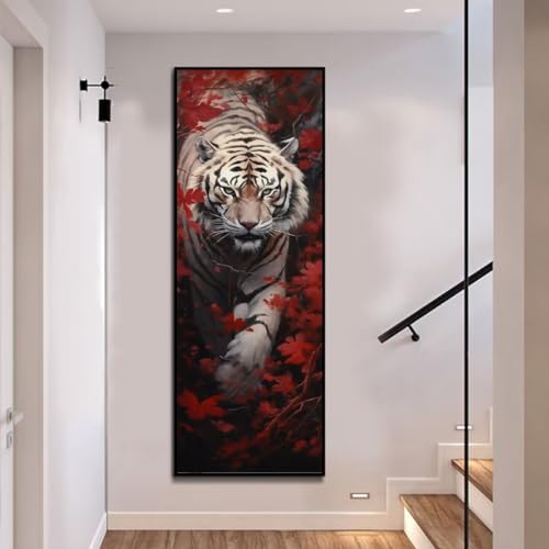 Diamond Painting Weiß Tiger Diamond Painting Erwachsene, Groß xxl 180 X 60 cm, Malen Nach Zahlen Erwachsene, DIY Diamant Painting Bilder Kinder, 5D Diamant-Malset, Home Wanddekoration Geschenke-12l von Mahoxua