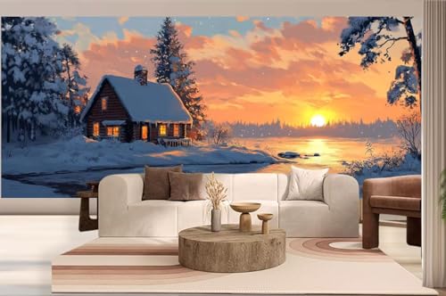 Diamond Painting Winter Diamond Painting Groß XXL (50 x 30 cm), Diamant Malerei Bilder Kinder DIY Malen Nach Zahlen Erwachsene Geschenke Set, Puzzle Stickerei Dimond Art für Wand Deko Landschaft h108 von Mahoxua