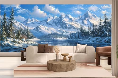 Diamond Painting Winter Diamond Painting Groß XXL (70 x 40 cm), 5D Diamant Malerei Bilder Kinder DIY Malen Nach Zahlen Erwachsene Geschenke Set, Puzzle Stickerei Dimond Art für Wand Deko Gebirge h114 von Mahoxua