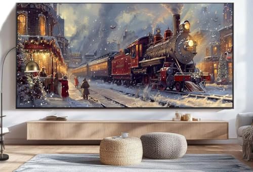 Diamond Painting Winter Malen Nach Zahlen Erwachsene Zug Diamant Painting Bilder Kinder, 5D DIY Crystal Basteln Erwachsene Puzzle Bilder Kreativ Set, Home Deko Wohnzimmer Geschenke 100 x 200 cm U60 von Mahoxua