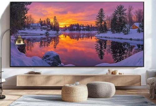 Diamond Painting Winterlandschaft Diamond Painting Groß XXL (40 x 90 cm), 5D Diamant Malerei Bilder Kinder DIY Malen Nach Zahlen Erwachsene Geschenke Set, Dimond Art für Wand Deko Sonnenuntergang U62 von Mahoxua