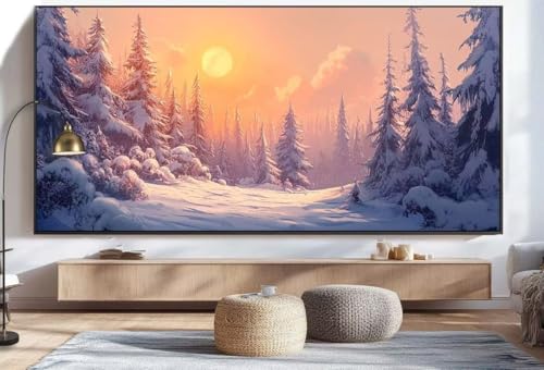 Diamond Painting Winterlandschaft Malen Nach Zahlen Erwachsene Sonnenuntergang Diamant Painting Bilder Kinder, 5D DIY Crystal Arts Basteln Erwachsene Kreativ Set, Home Deko Wohnzimmer 80 x 160 cm U61 von Mahoxua