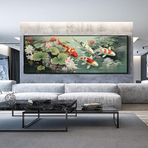 Lotus Koi Diamond Painting Malen Nach Zahlen Erwachsene, 5D Diamond Painting Erwachsene Diamant Painting Bilder Kinder, DIY Dimondpaintin Cross Stickerei Craft für Wand Deko Aesthetic 60x150 cm-217k von Mahoxua