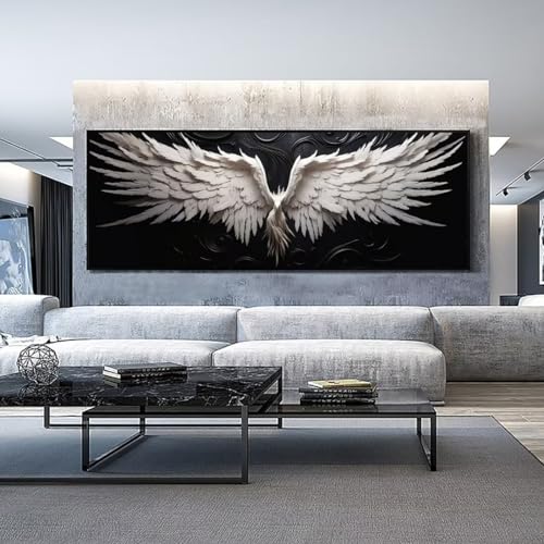 Weiß Flügel Diamond Painting Malen Nach Zahlen Erwachsene, 5D Diamond Painting Erwachsene Diamant Painting Bilder Kinder, DIY Dimondpaintin Cross Stickerei Craft für Wand Deko Aesthetic 80x240 cm-13k von Mahoxua