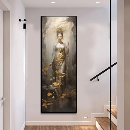 Zen Frau Diamond Painting Malen Nach Zahlen Erwachsene, 5D Diamond Painting Erwachsene Diamant Painting Bilder Kinder, DIY Dimondpaintin Cross Stickerei Craft für Wand Deko Aesthetic Gifts 30x90cm-58k von Mahoxua