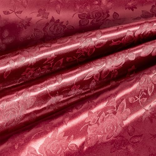 MaiMaiSuan Satin-Jacquard-Stoff, 152,4 cm breit, Ziegelrot, Blumenmuster, glänzend, seidiger Satinstoff pro Yard für Tischläufer, Servietten, Hochzeit, Kleid, Bettwäsche, Bastelarbeiten, 91 cm MaiMaiSuan Satin-Jacquard-Stoff, 152,4 cm breit, Ziegelrot, Blumenmuster, glänzend, seidiger Satinstoff pro Yard für Tischläufer, Servietten, Hochzeit, Kleid, Bettwäsche, Bastelarbeiten, 91 cm von MaiMaiSuan