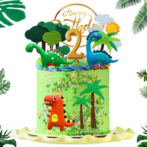 Dinosaurier Kuchen Deko, 14 Stück Kuchendeko Dinosaurier Set, Dinosaurier Party Kuchen Dekoration, Dschungel Tortendeko, Dinosaurier Cake Topper, Dinosaurier Tortendeko für Kinder Geburtstag von MaibaoteMbt