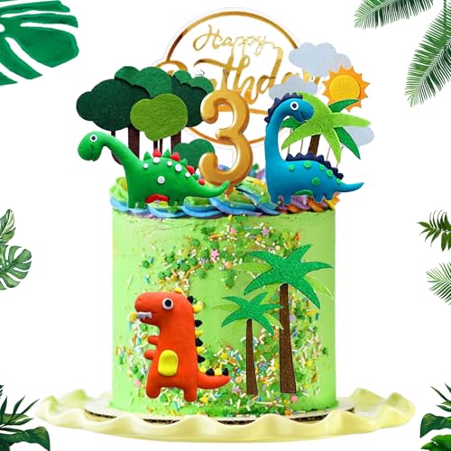 Dinosaurier Kuchen Deko, 14 Stück Kuchendeko Dinosaurier Set, Dinosaurier Party Kuchen Dekoration, Dschungel Tortendeko, Dinosaurier Cake Topper, Dinosaurier Tortendeko für Kinder Geburtstag von MaibaoteMbt