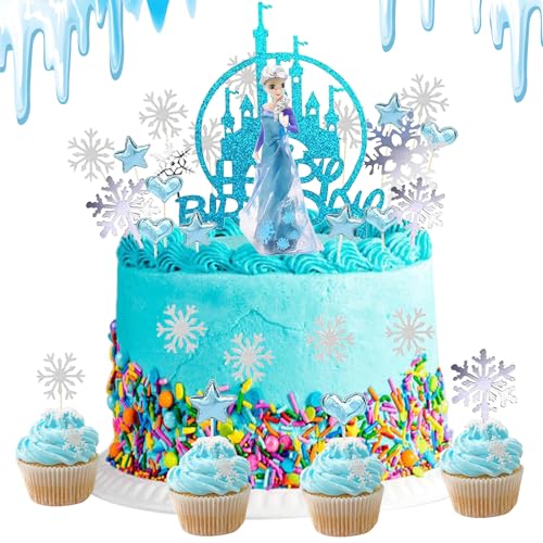 Frozen Kuchendekorationen, 26 Stück Frozen Figuren Tortendeko, Eiskönigin Figuren, Schneeflocken Tortendeko, Eiskönigin Tortendeko, Frozen Cupcake Topper, für Kinder Party Liefert Dekorationen von MaibaoteMbt