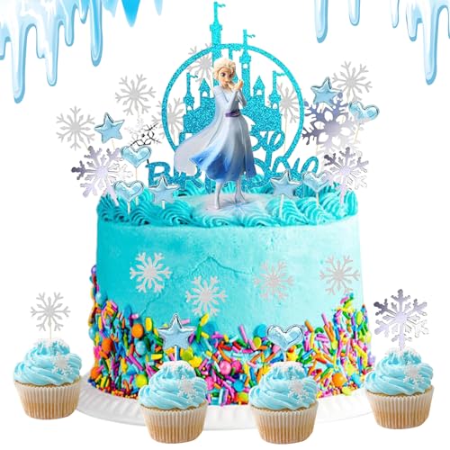 Frozen Kuchendekorationen, 26 Stück Frozen Figuren Tortendeko, Eiskönigin Figuren, Schneeflocken Tortendeko, Eiskönigin Tortendeko, Frozen Cupcake Topper, für Kinder Party Liefert Dekorationen von MaibaoteMbt