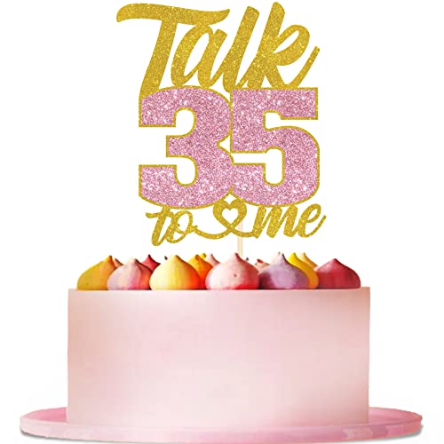 Talk 35 To Me Kuchendekoration zum 35. Geburtstag, Gold und Rosa von Maicaiffe