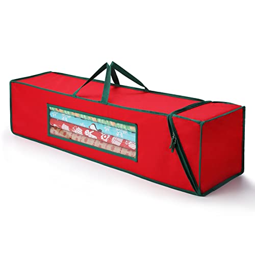 MaidMAX Geschenkpapier Aufbewahrung, Weihnachten Organizer Passend für 106cm Lange Rollen, Weihnachtsverpackung, Aufbewahrungstasche mit Komfortgriffen für den Transport von Geschenkpapier von MaidMAX