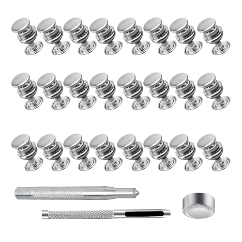 MaikcQ 200 Stück Druckknopf Metall Set,Button Edelstahl Presse mit Fixierwerkzeug Kit,15 mm Edelstahl-Schrauben Button Druckknopf,Snap Fastener Kit,für Bootstasche,Leder,DIY Craft von MaikcQ