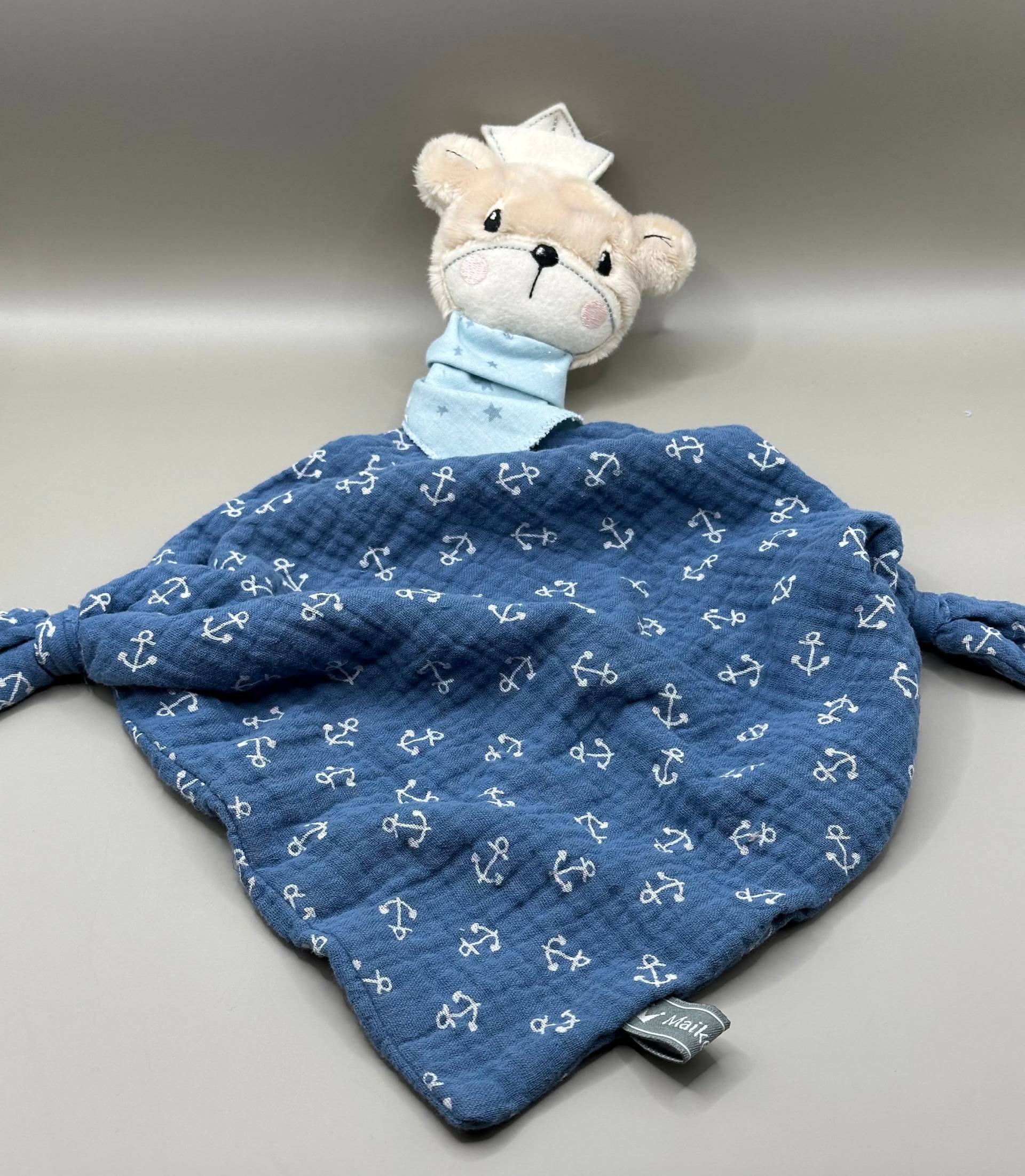 Baby Schnuffeltuch Kuscheltuch Mit Bärenkopf Emil Papierboot von MaikeCreative