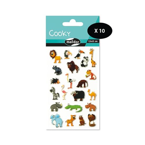 Maildor 560389Cpack – 3D Cooky – 10 Bögen 12 x 8 cm – 220 Aufkleber – Savane von Maildor