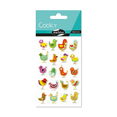 Maildor 560405C Packung mit Stickers Cooky 3D (1 Bogen, 7,5 x 12 cm, ideal zum Dekorieren, Sammeln oder Verschenken, Vögel) 1 Pack von Maildor