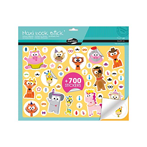 Maildor AE175C Maxi Book Stick' (mit 746 Stickers, 8 Bögen, 34 x 29 cm, ideal zum Dekorieren, Sammeln oder Verschenken, Tiere) 1 Stück von Maildor