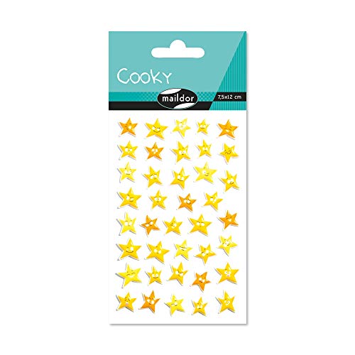 Maildor CY106C - Packung mit 1 Bogen 3D-Aufklebern Cooky, 7,5 x 12 cm, 39 Stickers, 1 Pack, Sterne von Maildor