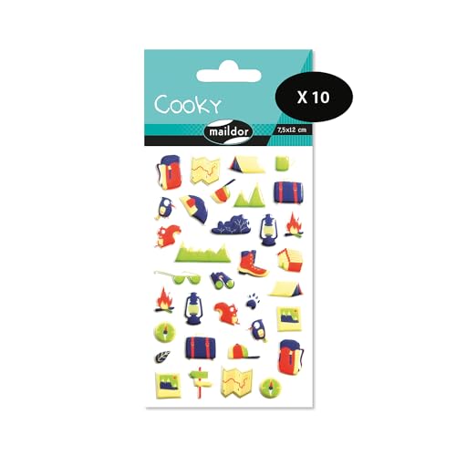 Maildor CY124Cpack – 3D Cooky – 10 Bögen 12 x 8 cm – 340 Sticker – Wandern von Maildor