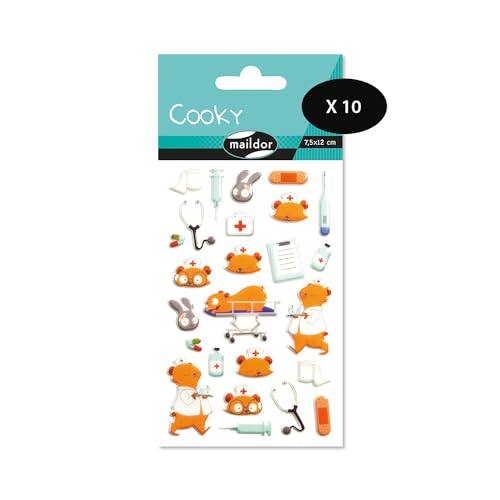 Maildor CY127Cpack – 3D Cooky – 10 Bögen 12 x 8 cm – 270 Aufkleber – Krankenschwestern von Maildor