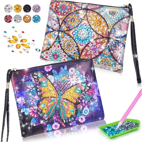 Mailfull Diamond Painting Tasche Kinder 2 Stücke Bastelset Mädchen 6 7 8 9 10 Jahre DIY Kreatives Kleine Kosmetiktasche Kinder Erwachsene Geburtstag Geschenk von Mailfull