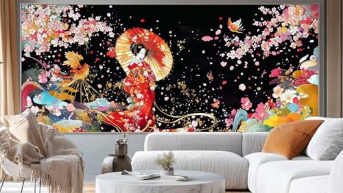 Diamond Painting Abstrakt Diamond Painting Groß XXL 100x50 cm,5D Diamant Painting Bilder Japanische Frau Malen Nach Zahlen Erwachsene Crystal Stickerei Malerei Kit,Home Decor Geschenk für Mädchen ll49 von Mailielie