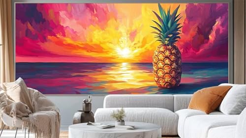 Diamond Painting Ananas Diamant Painting Bilder Meer Malen nach Zahlen Erwachsene, DIY Diamond Painting Zubehör 5D Diamond Art Basteln Diamant Kunst Malerei Stickerei Set, Home Dekor 160 x 80 cm ll20 von Mailielie