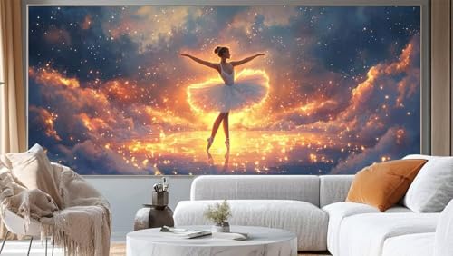 Diamond Painting Ballett Diamant Painting Bilder Dame Malen nach Zahlen Erwachsene, DIY Diamond Painting Zubehör 5D Diamond Art Basteln Diamant Kunst Malerei Stickerei Set, Home Dekor 120 x 60 cm ll12 von Mailielie