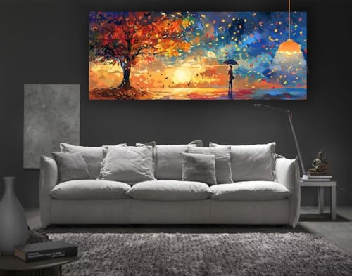 Diamond Painting Baum Des Lebens Diamant Painting Bilder Erwachsene, Landschaft Diamond Painting Eckige Steine, DIY 5D Diamond Art Diamant Kunst Malerei Stickerei Set, Deko Wohnzimmer 150 x 60 cm fa86 von Mailielie