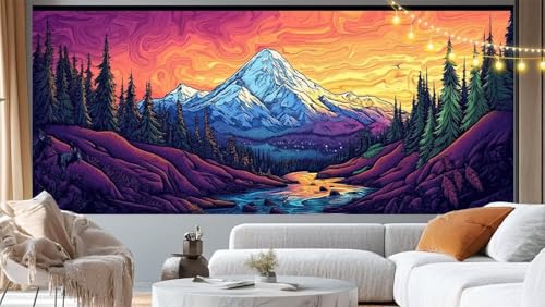 Diamond Painting Bergblick Diamond Painting Groß XXL 70x40 cm, 5D Diamant Painting Bilder Fantasie Malen Nach Zahlen Erwachsene Anfänger Basteln Crystal Strass Stickerei Malerei Kit, Home Decor m235 von Mailielie