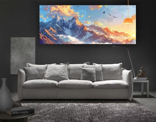 Diamond Painting Berge Diamond Painting XXL 100 x 50 cm, 5D Diamant Painting Bilder Landschaft Malen Nach Zahlen Erwachsene Crystal Strass Stickerei Malerei Kit, Home Decor, Geschenk für Mädchen fa45 von Mailielie