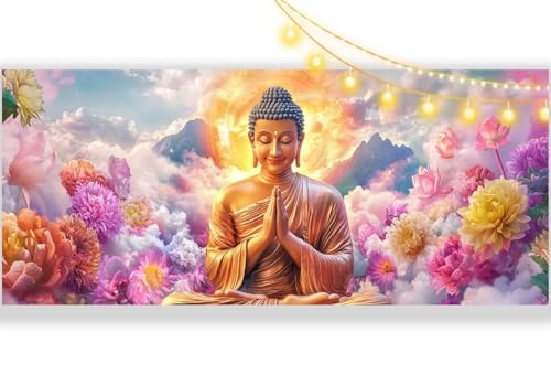 Diamond Painting Blume Diamant Painting Bilder Buddha Malen nach Zahlen Erwachsene, DIY Diamond Painting Zubehör 5D Diamond Art Basteln Diamant Kunst Malerei Stickerei Set, Home Dekor 70 x 40 cm ll360 von Mailielie