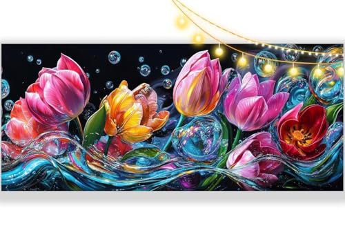 Diamond Painting Blume Diamant Painting Bilder Tulpe Malen nach Zahlen Erwachsene, DIY Diamond Painting Zubehör 5D Diamond Art Basteln Diamant Kunst Malerei Stickerei Set, Home Dekor 90 x 40 cm ll400 von Mailielie